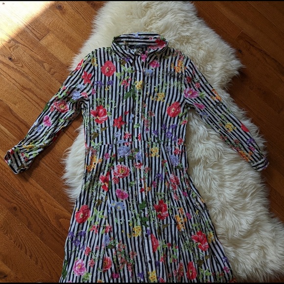 Zara women's maxi shirt dress striped floral - Picture 15 of 16